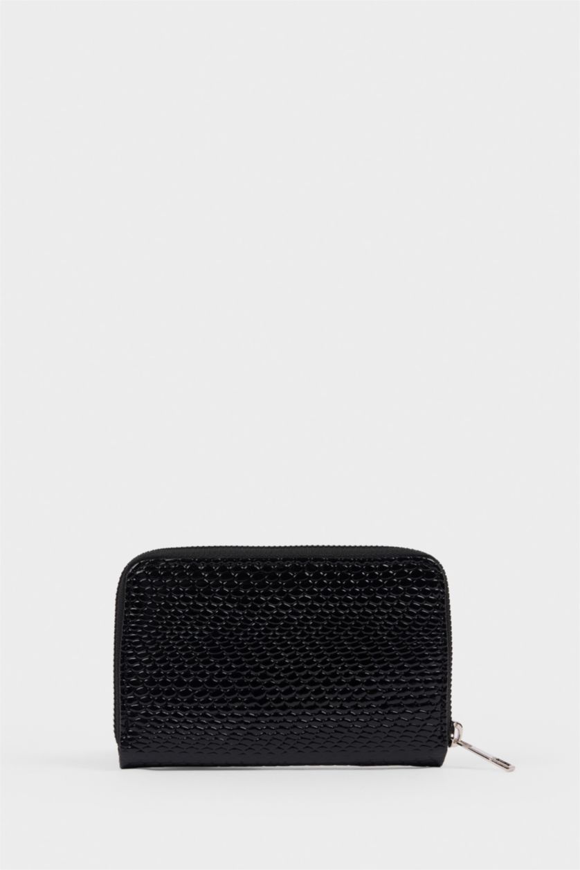 Kadın Siyah Kadın Gofre Dokulu Cüzdan