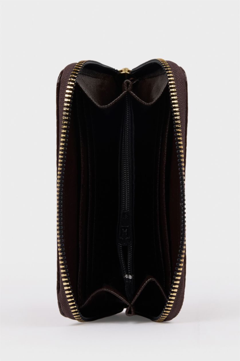 Kadın Kahve Kadın Gofre Dokulu Cüzdan