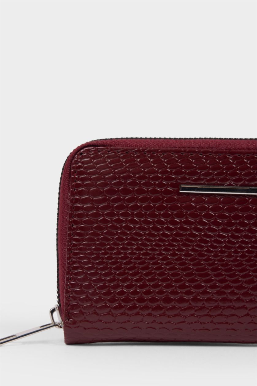Kadın Bordo Kadın Gofre Dokulu Cüzdan