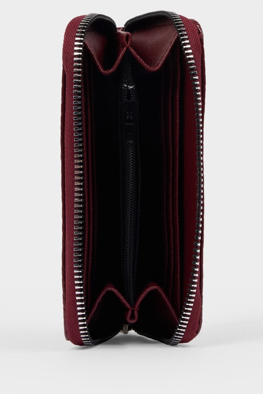 Kadın Bordo Kadın Gofre Dokulu Cüzdan
