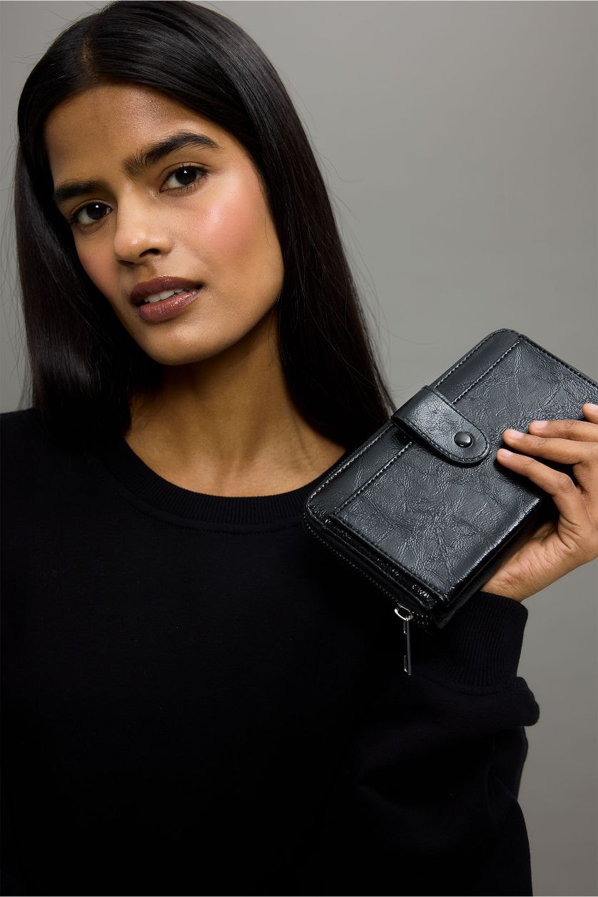 Women Black Woman Faux Leather Wallets