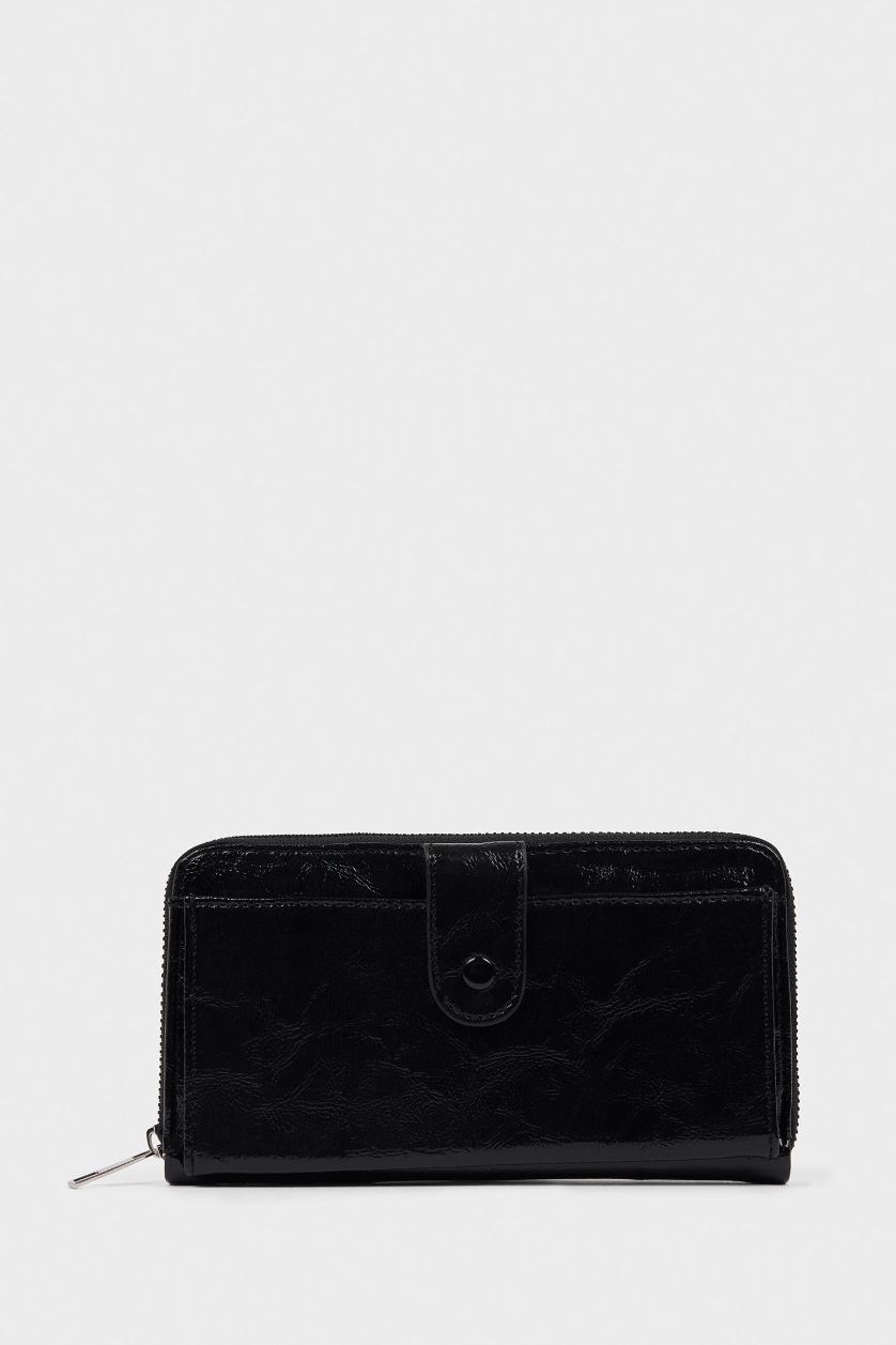 Women Black Woman Faux Leather Wallets