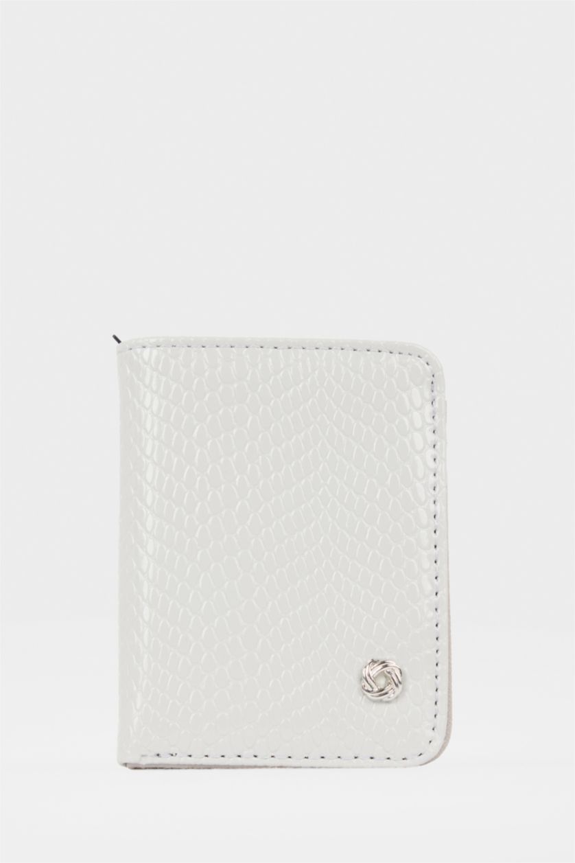 Women Grey Woman Faux Leather Business Card Wallet