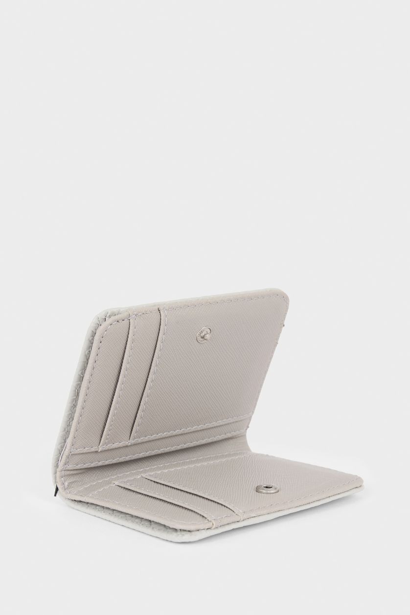 Women Grey Woman Faux Leather Business Card Wallet