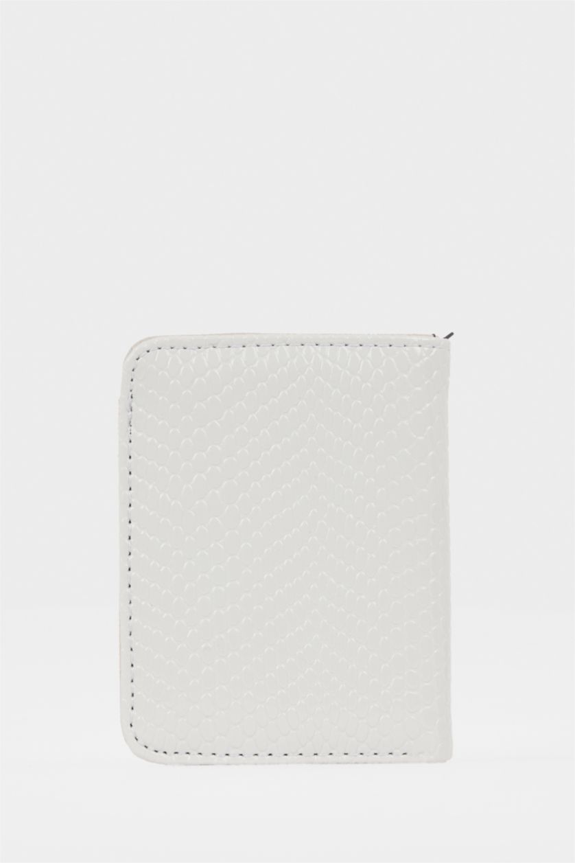 Women Grey Woman Faux Leather Business Card Wallet