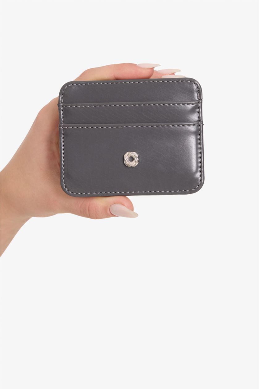 Kadın Açık Gri Kadın Suni Deri Kartlık