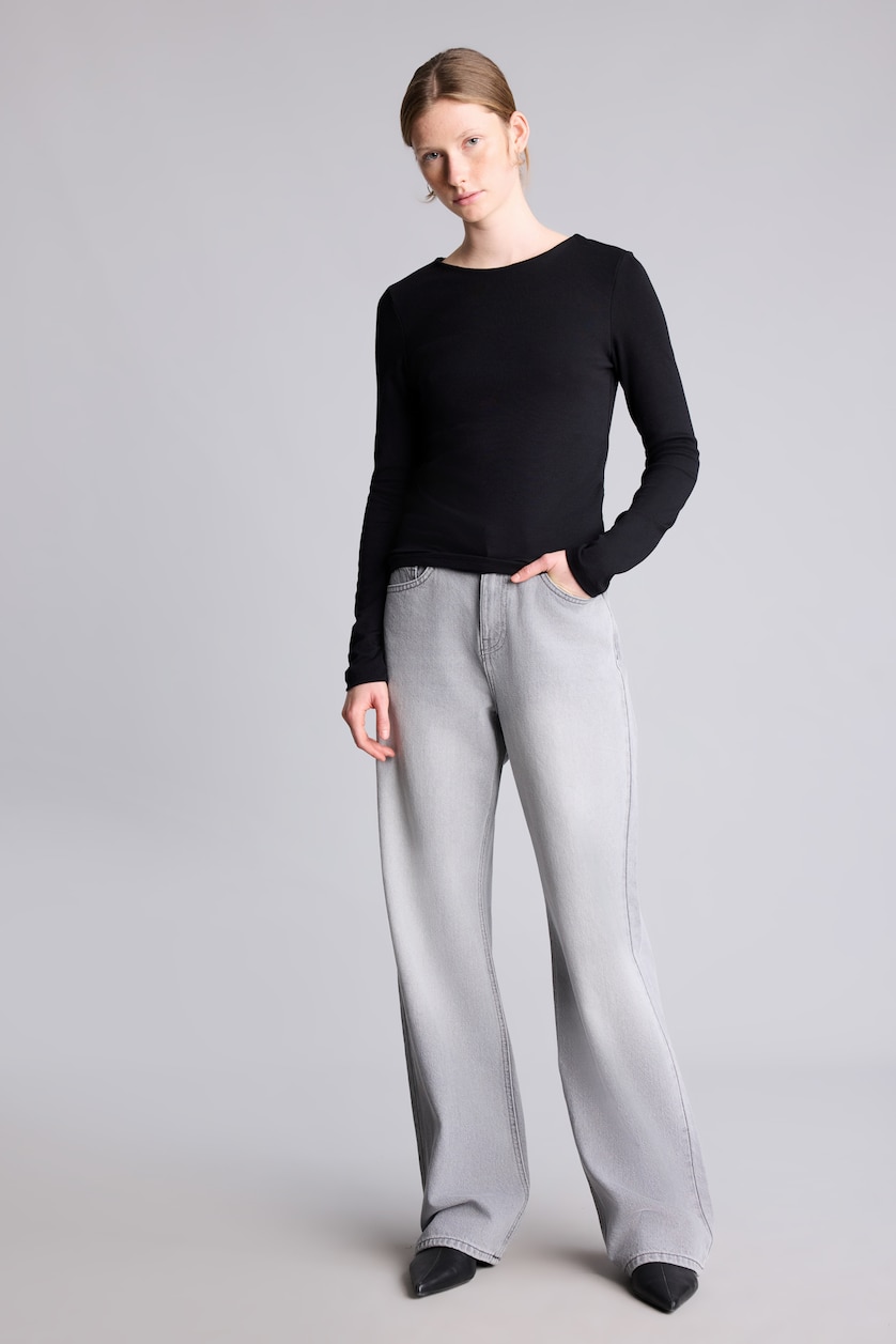 Women Black Slim Fit modal Long Sleeve T-Shirt