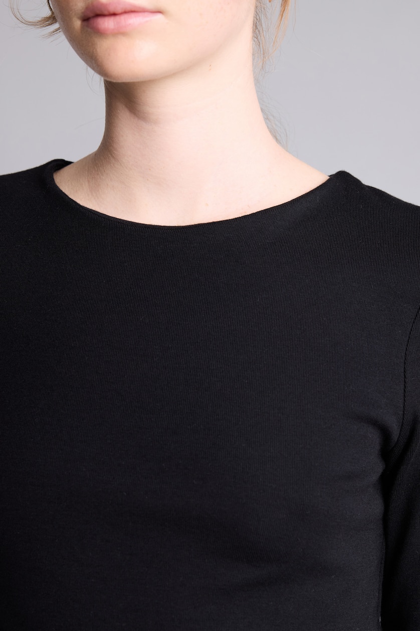 Women Black Slim Fit modal Long Sleeve T-Shirt