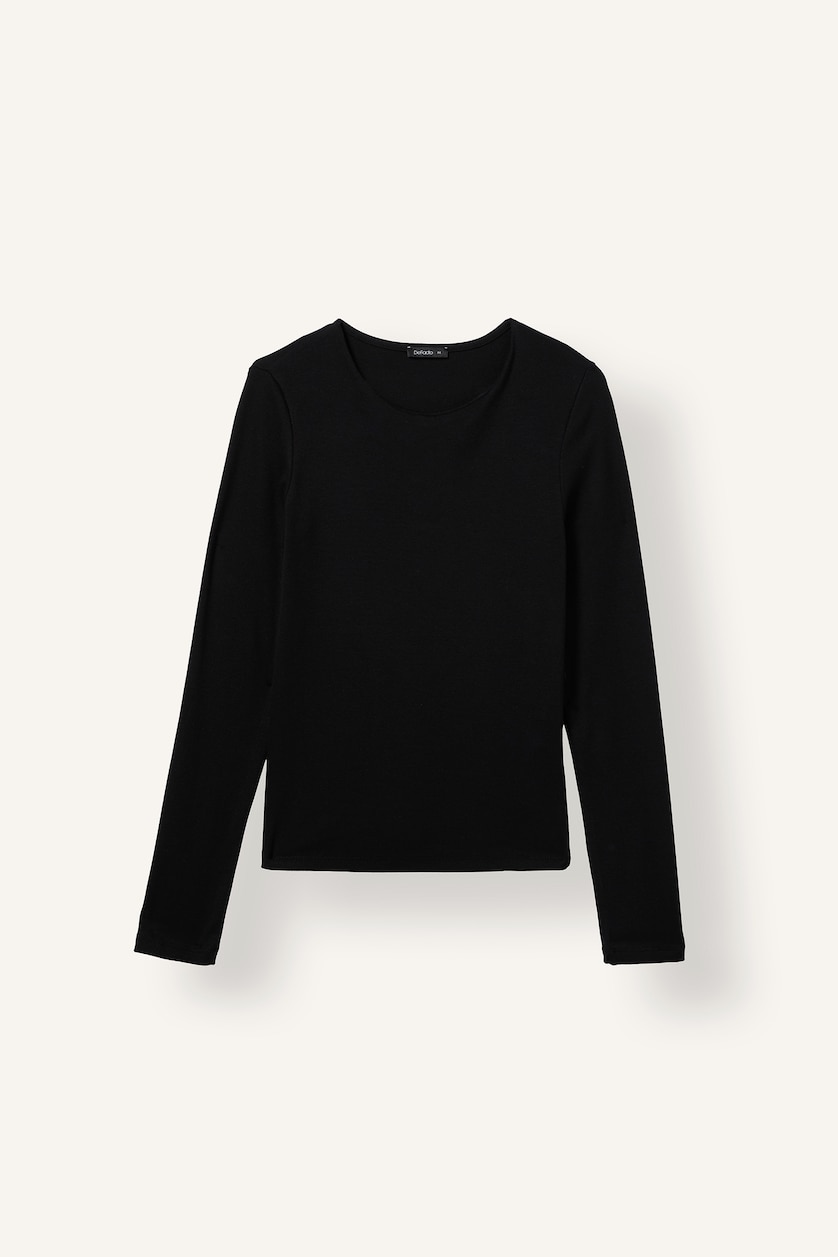 Women Black Slim Fit modal Long Sleeve T-Shirt
