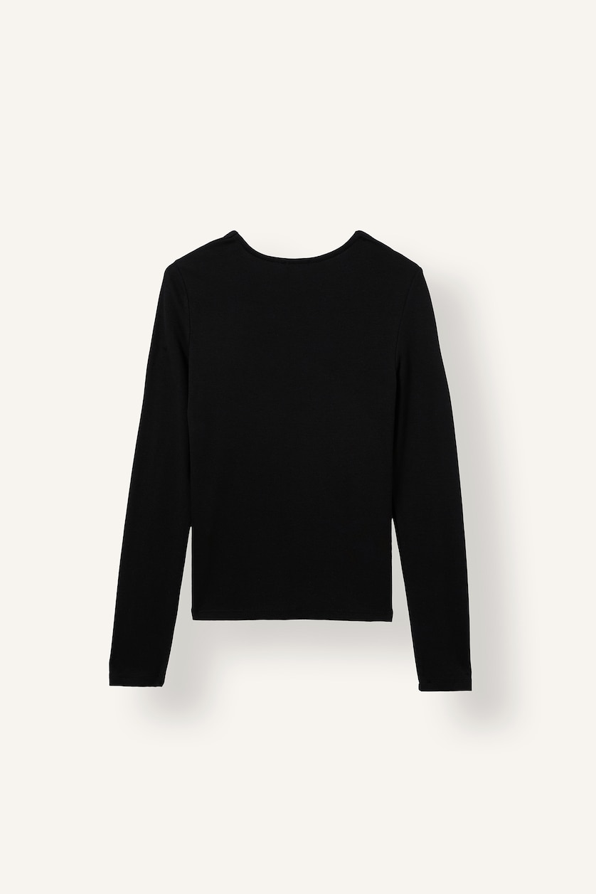 Women Black Slim Fit modal Long Sleeve T-Shirt