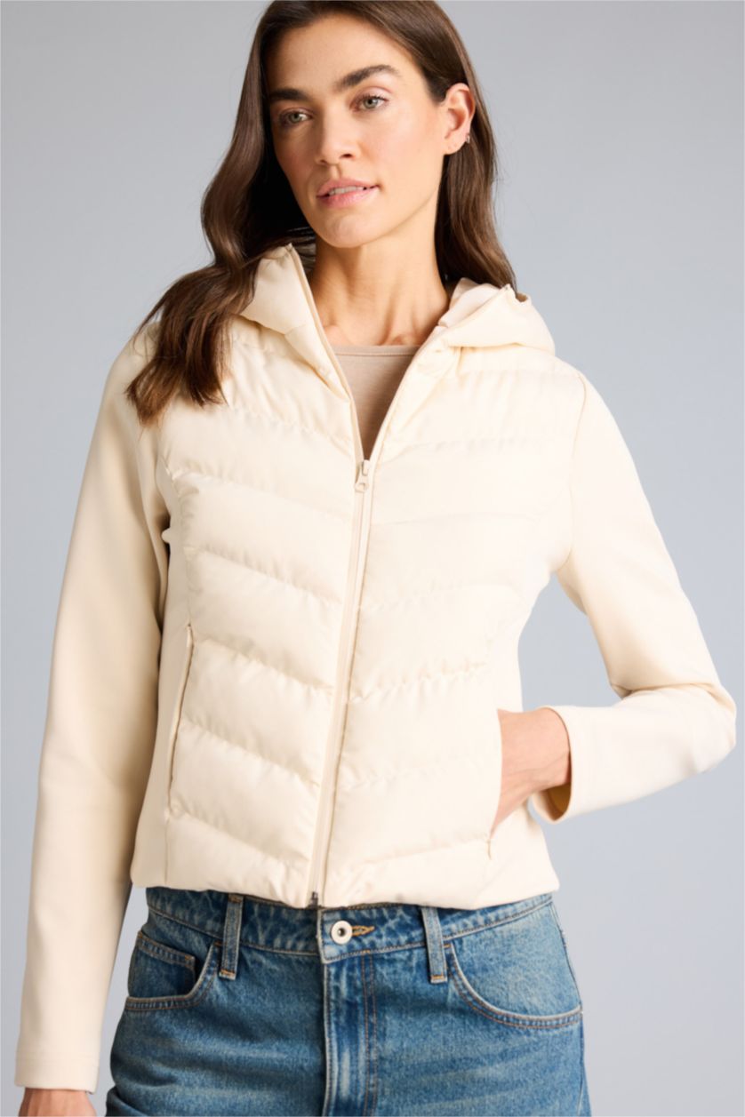 Kadın Ekru Rüzgar Geçirmez Mont