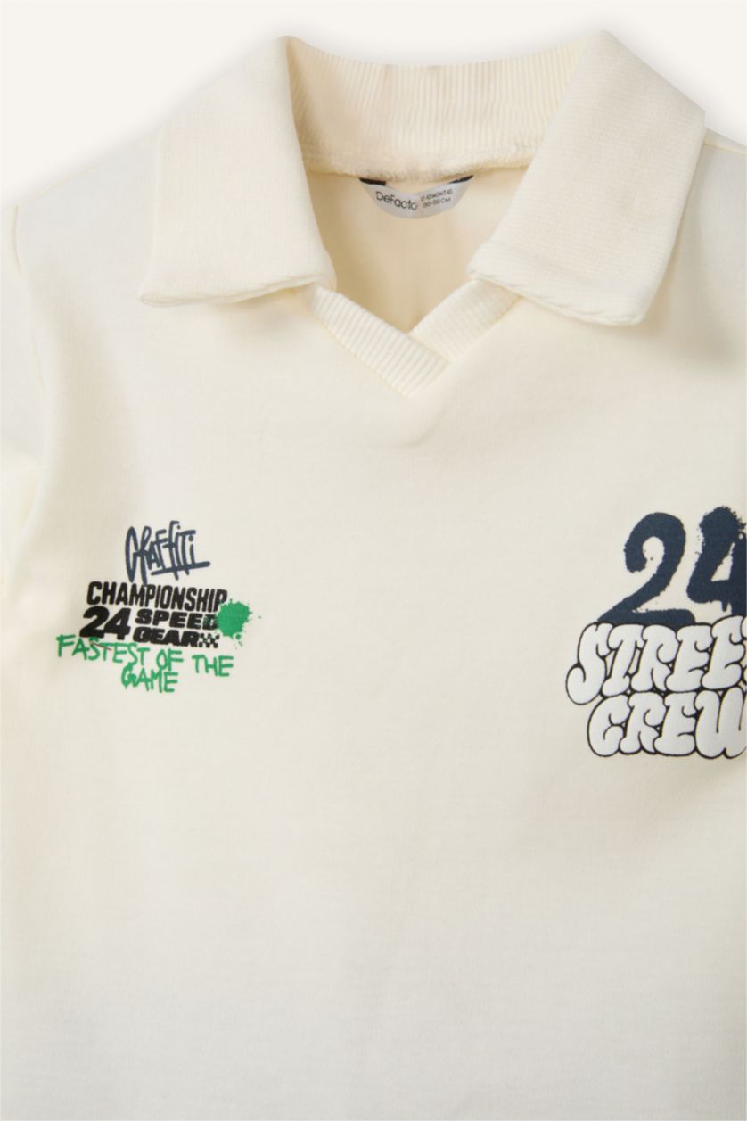 Erkek Bebek Ekru Baskılı 2'li Takım Erkek Bebek