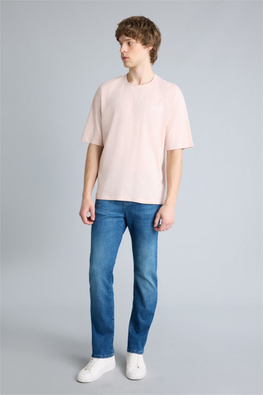 Ерлер Қызғылт 100% мақта Boxy Fit баспалы футболка