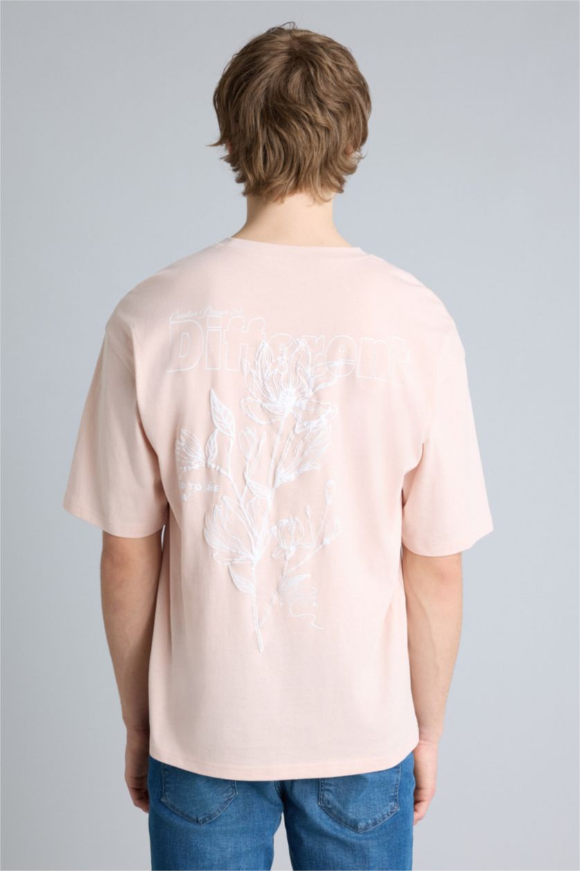 Ерлер Қызғылт 100% мақта Boxy Fit баспалы футболка