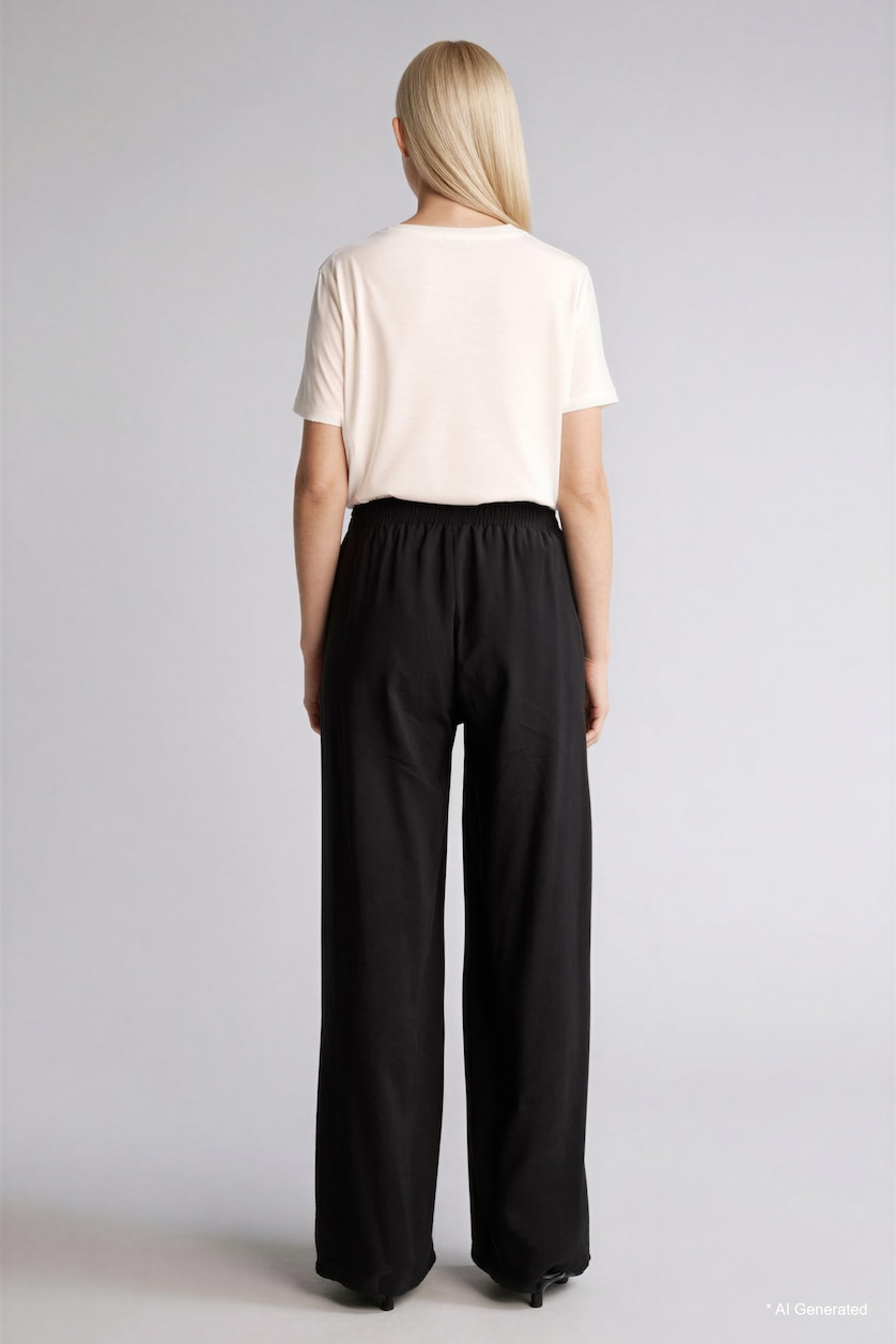 WOMAN Black Straight Wide Modal Trousers