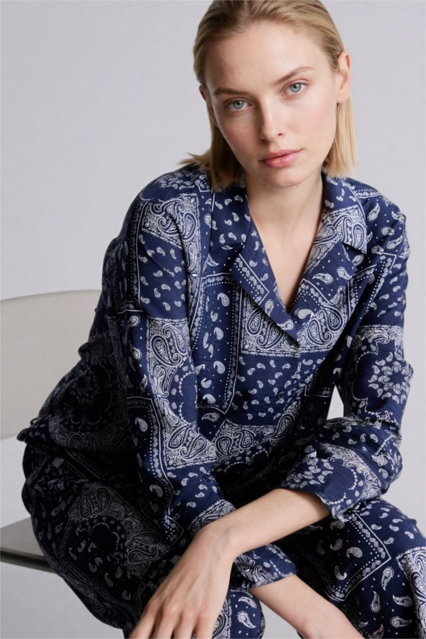 Женщины Синий Relax Fit Long Sleeve Shirt