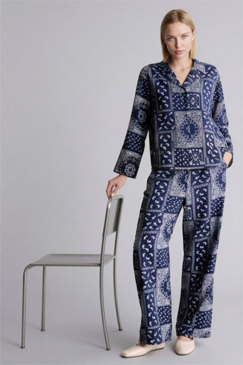 Женщины Синий Relax Fit Long Sleeve Shirt