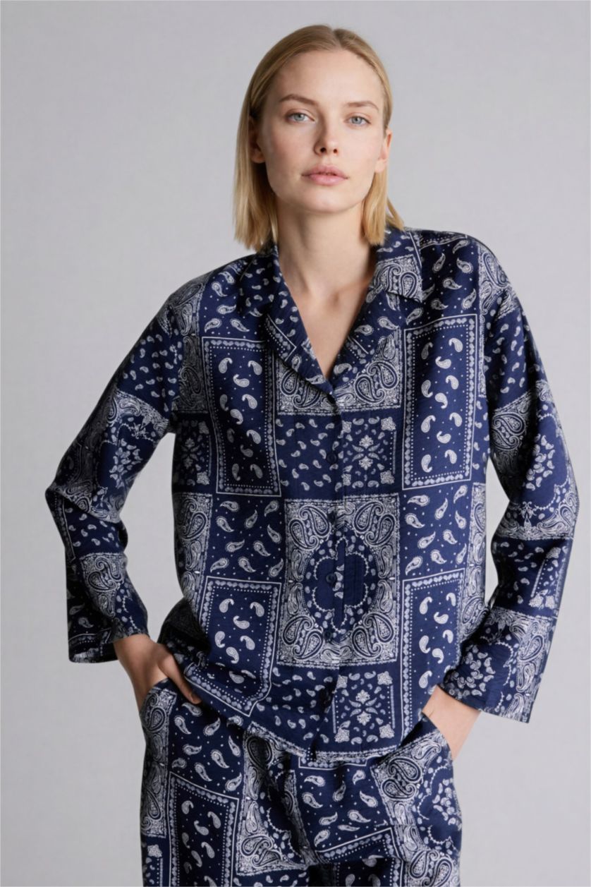 Женщины Синий Relax Fit Long Sleeve Shirt
