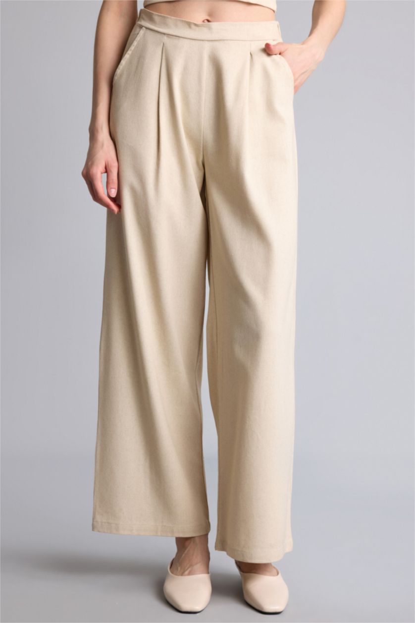 WOMAN Beige Straight Fit Trousers