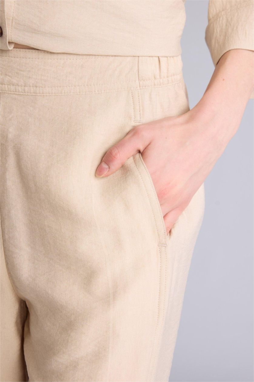 Женщины Песочный Брюки Straight Wide с прямыми штанинами