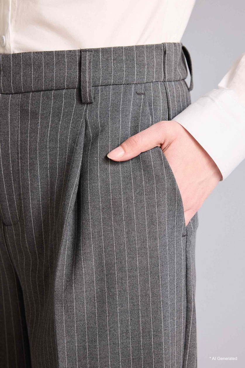 Kadın Gri Wıde Leg Pantolon