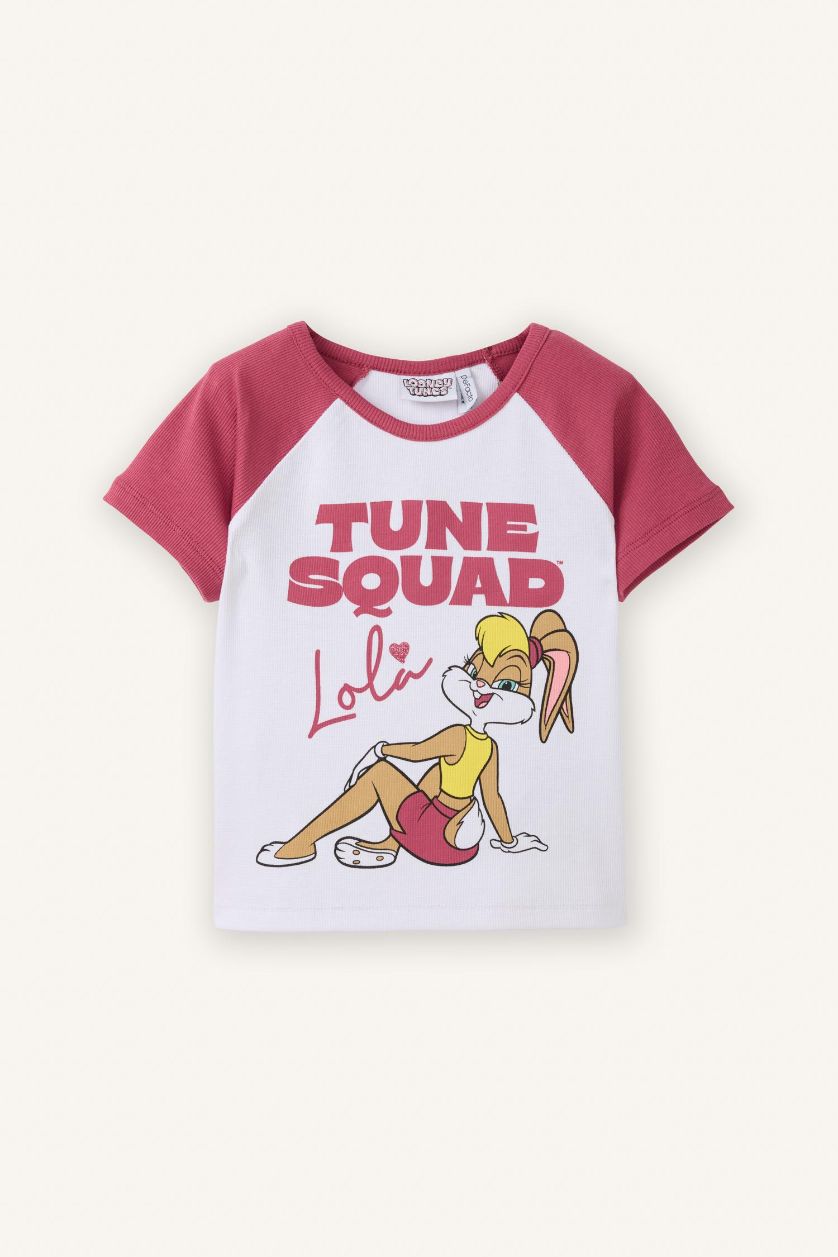 FILLES Blanc T-shirt côtelé Looney Tunes pour fille