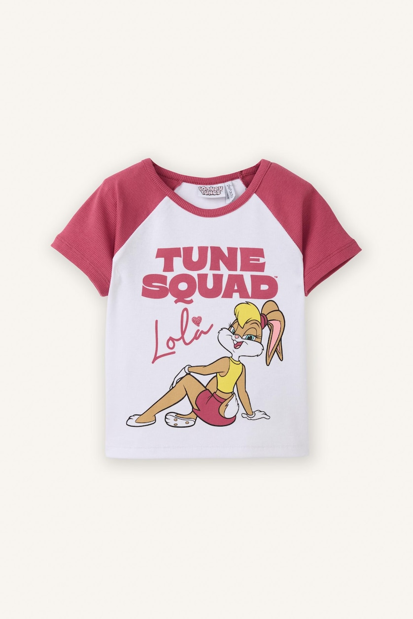 Kız Çocuk - Genç Kız Beyaz Looney Tunes Cropped Fıt Ribana Tişört Kız Çocuk