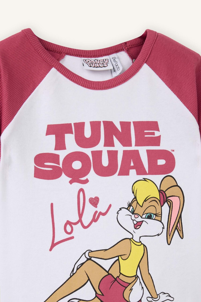 Kız Çocuk - Genç Kız Beyaz Looney Tunes Cropped Fıt Ribana Tişört Kız Çocuk