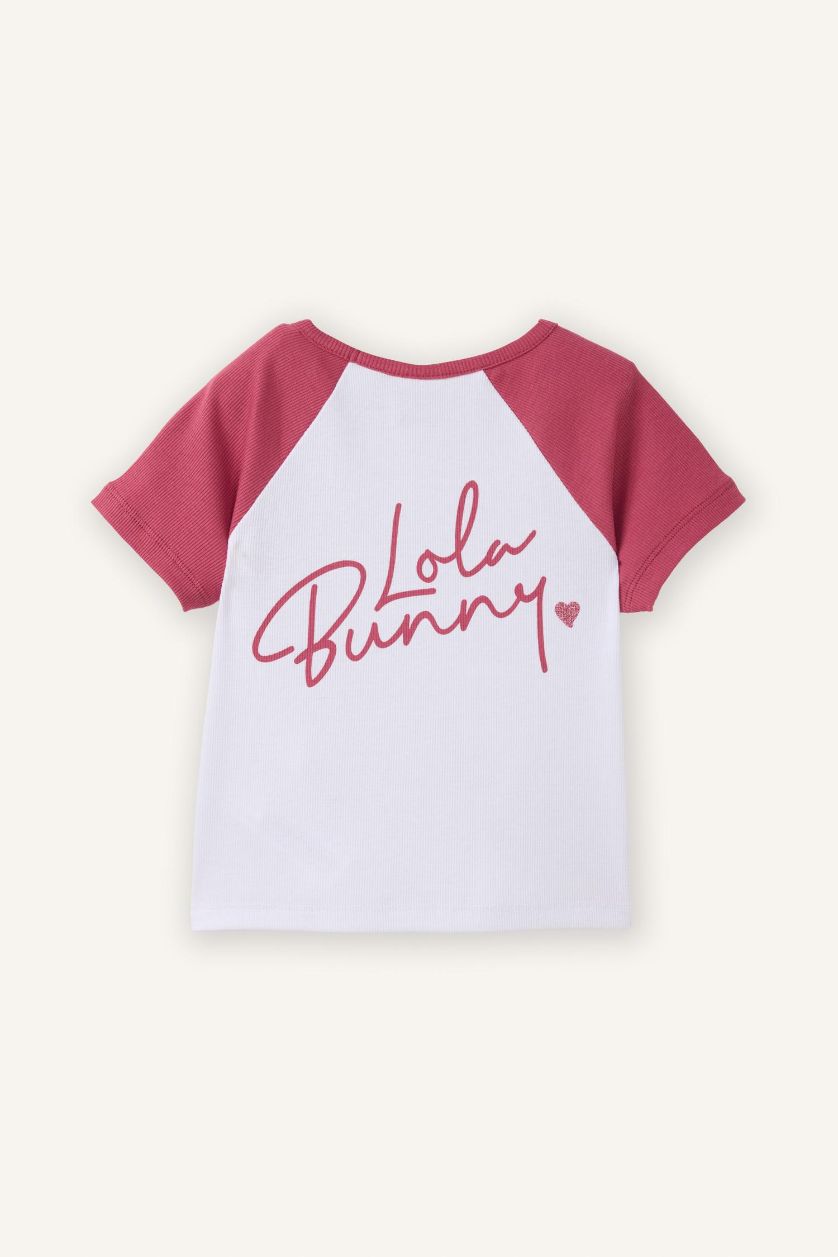 FILLES Blanc T-shirt côtelé Looney Tunes pour fille