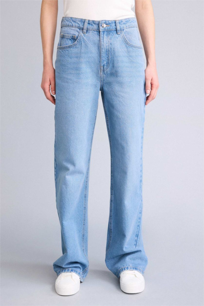 Женщины Голубрй High Waist Trousers