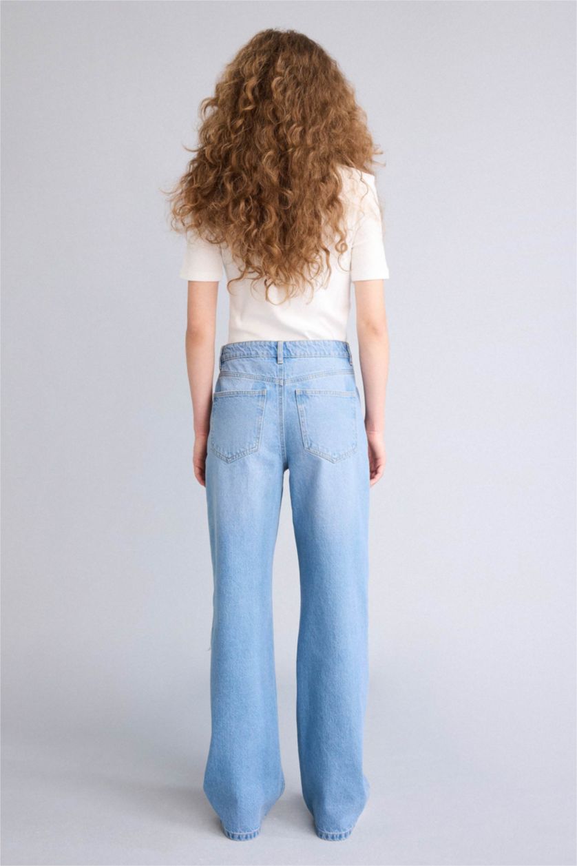 Женщины Голубрй High Waist Trousers