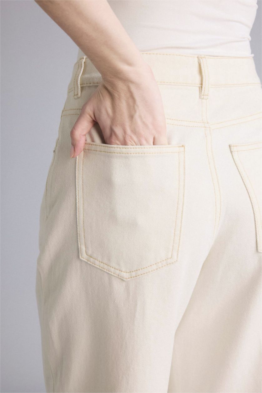 Женщины Белый Брюки свободного кроя c высокой талией для женщин