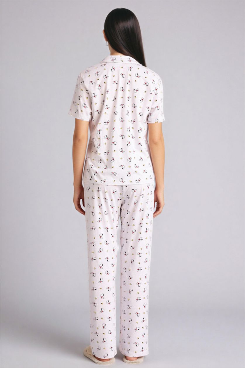 نساء رمادي فاتح سيت بجامة قصة عادية نص ردن من سنوبي - قطعتين