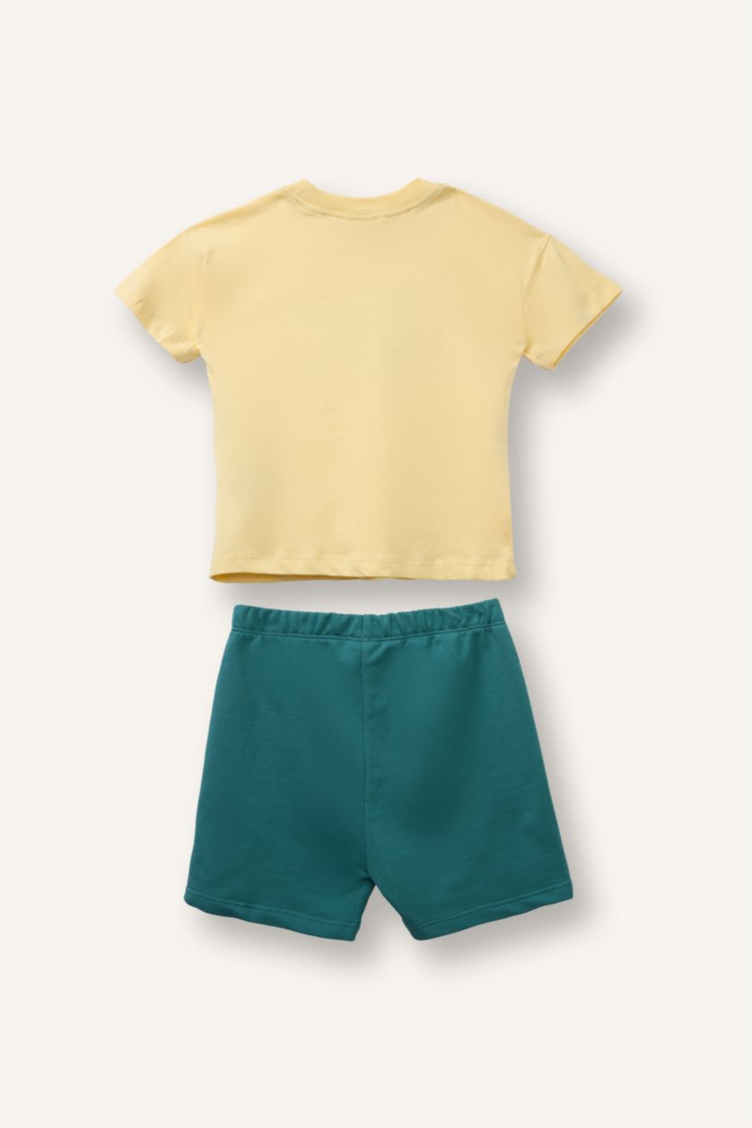 Erkek Bebek Açık Sarı 2'Li Baskılı Takım Erkek Bebek