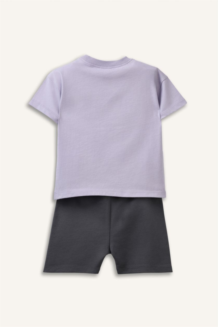 Erkek Bebek Antrasit Dinozor Baskılı 2'li Takım Erkek Bebek