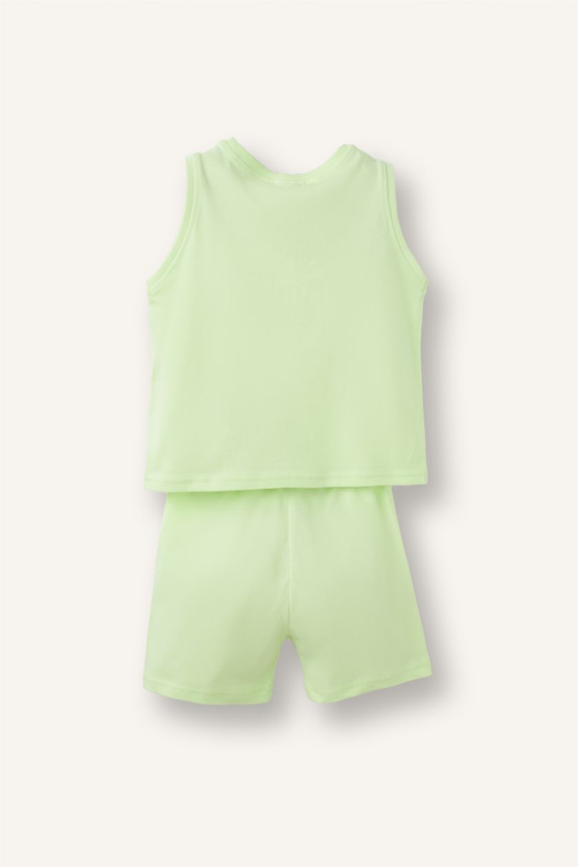 BABY BOY Light Green طقم بيبي اولادي قصة عادية بطبعة نخيل - قطعتين