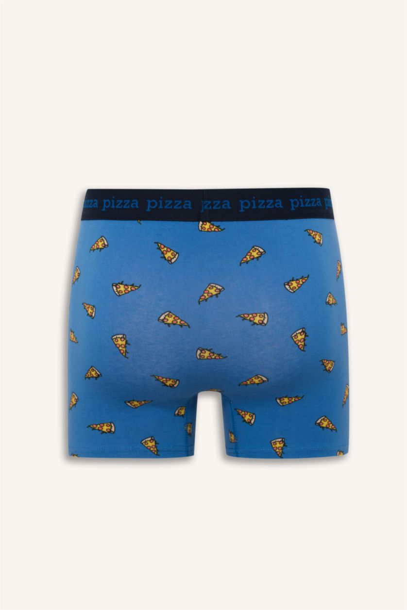 Erkek Lacivert Regular Fıt Yiyecek Baskılı 3'lü Boxer