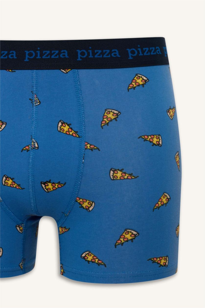 Erkek Lacivert Regular Fıt Yiyecek Baskılı 3'lü Boxer