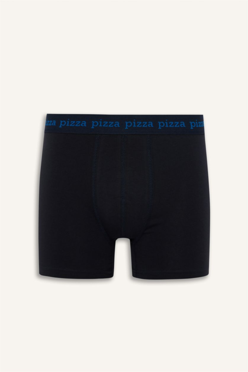 Erkek Lacivert Regular Fıt Yiyecek Baskılı 3'lü Boxer
