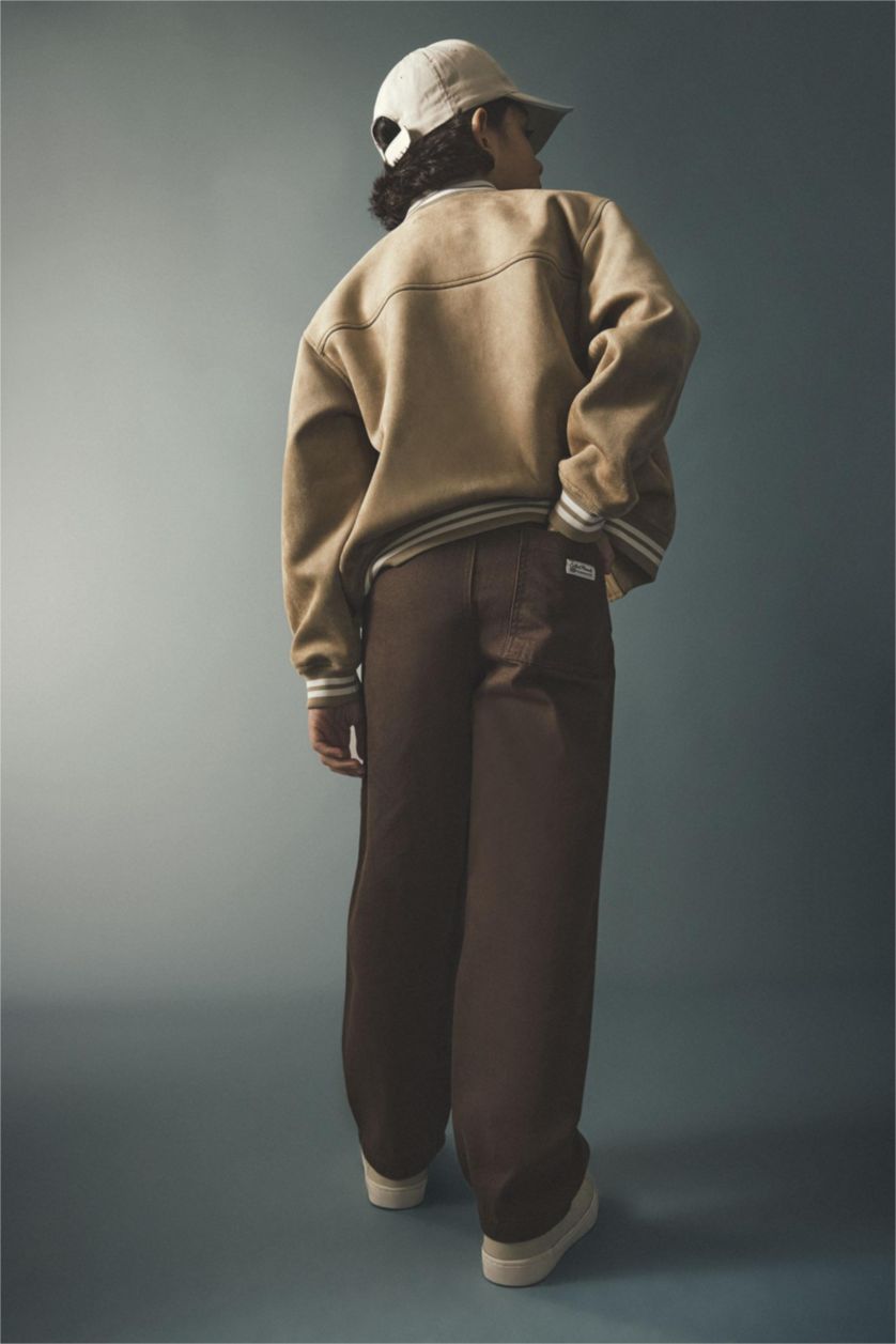 Мальчики и подростки Коричневый Габардиновые брюки Barrel Fit с прямыми штанинами для мальчиков