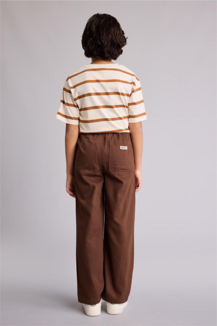Мальчики и подростки Коричневый Габардиновые брюки Barrel Fit с прямыми штанинами для мальчиков
