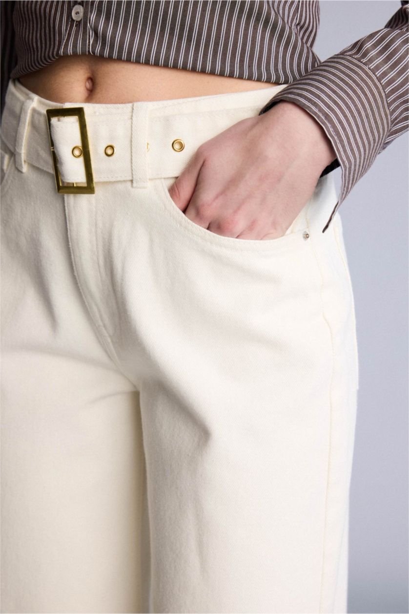 Женщины Белый High Waist Wide Leg Trousers