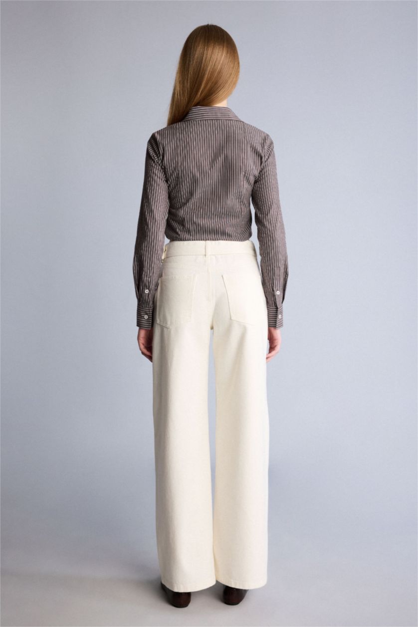 Женщины Белый High Waist Wide Leg Trousers