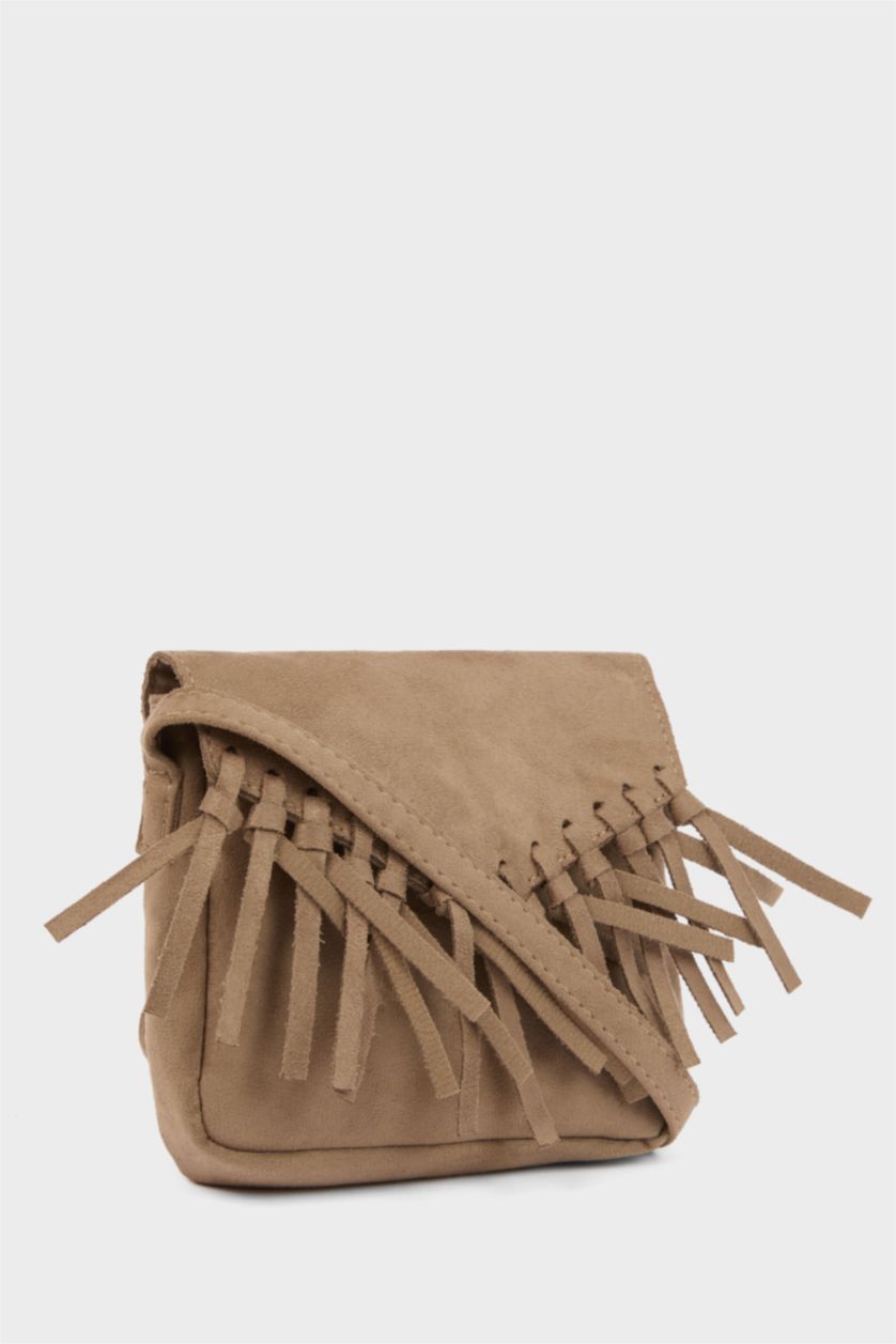 Kız Çocuk - Genç Kız Vizon Süet Çapraz Çanta Kız Çocuk