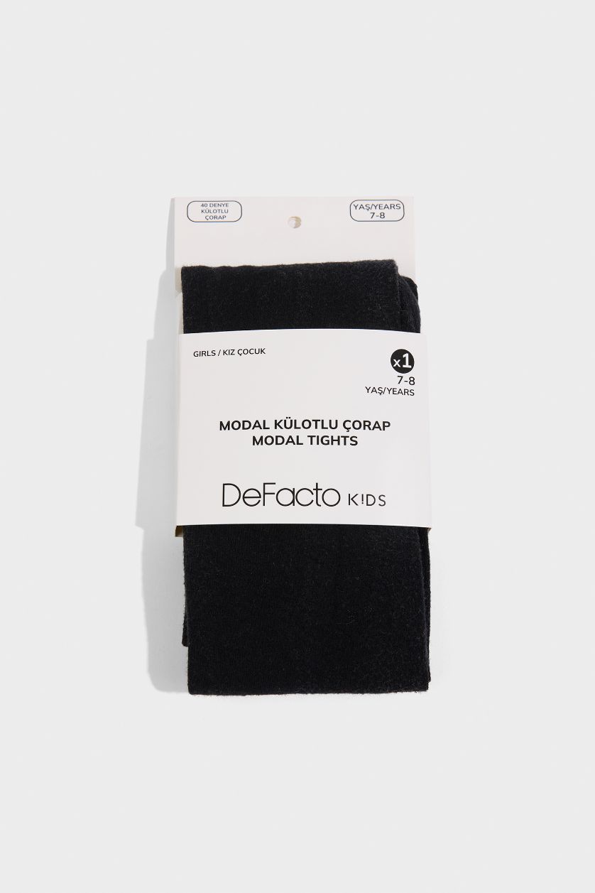 Kız Çocuk - Genç Kız Siyah Modal Külotlu Çorap Kız Çocuk