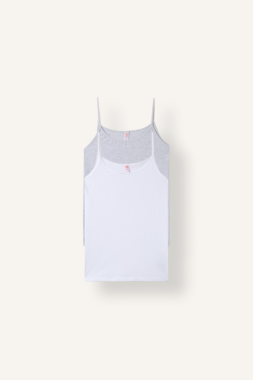 WOMAN Grey Melange Regular Fit 2 piece Tank Top
