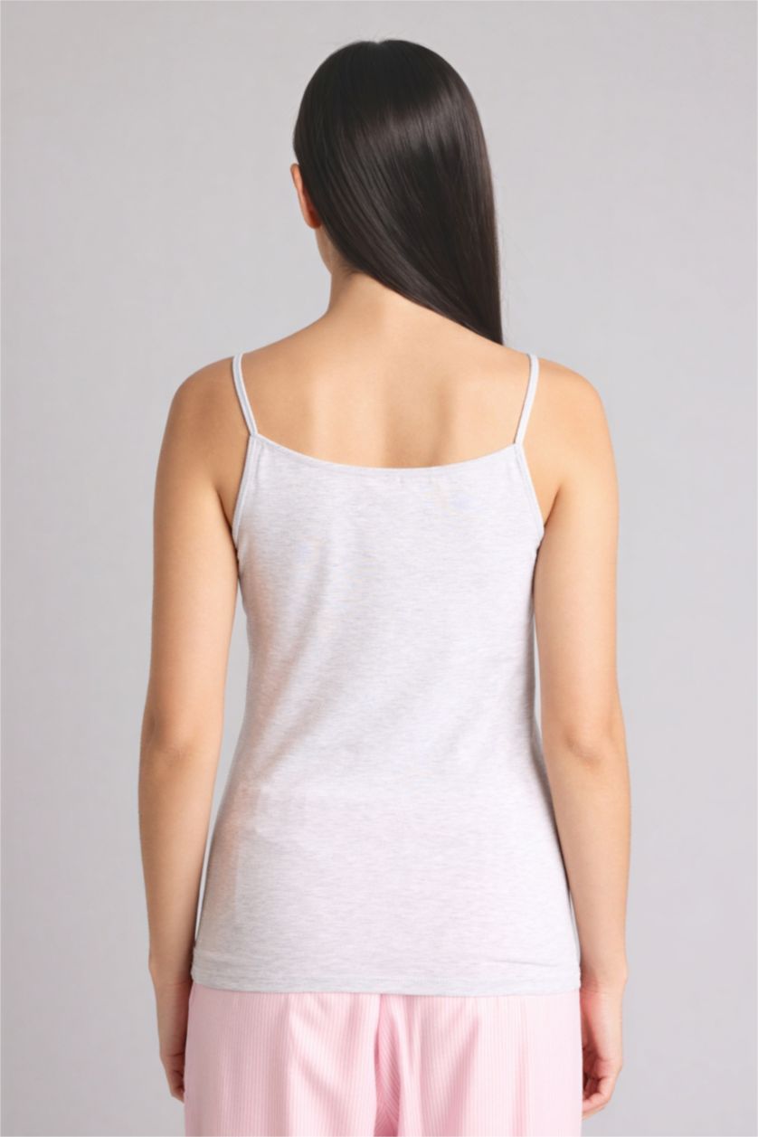 Woman Grey Melange Regular Fit 2 piece Tank Top