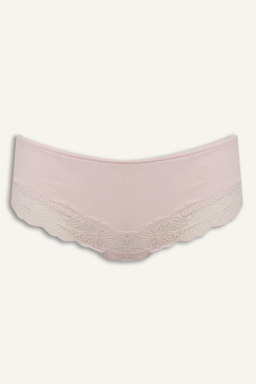 Kadın Bordo Dantel Detaylı Ribana 2'li Hipster Külot