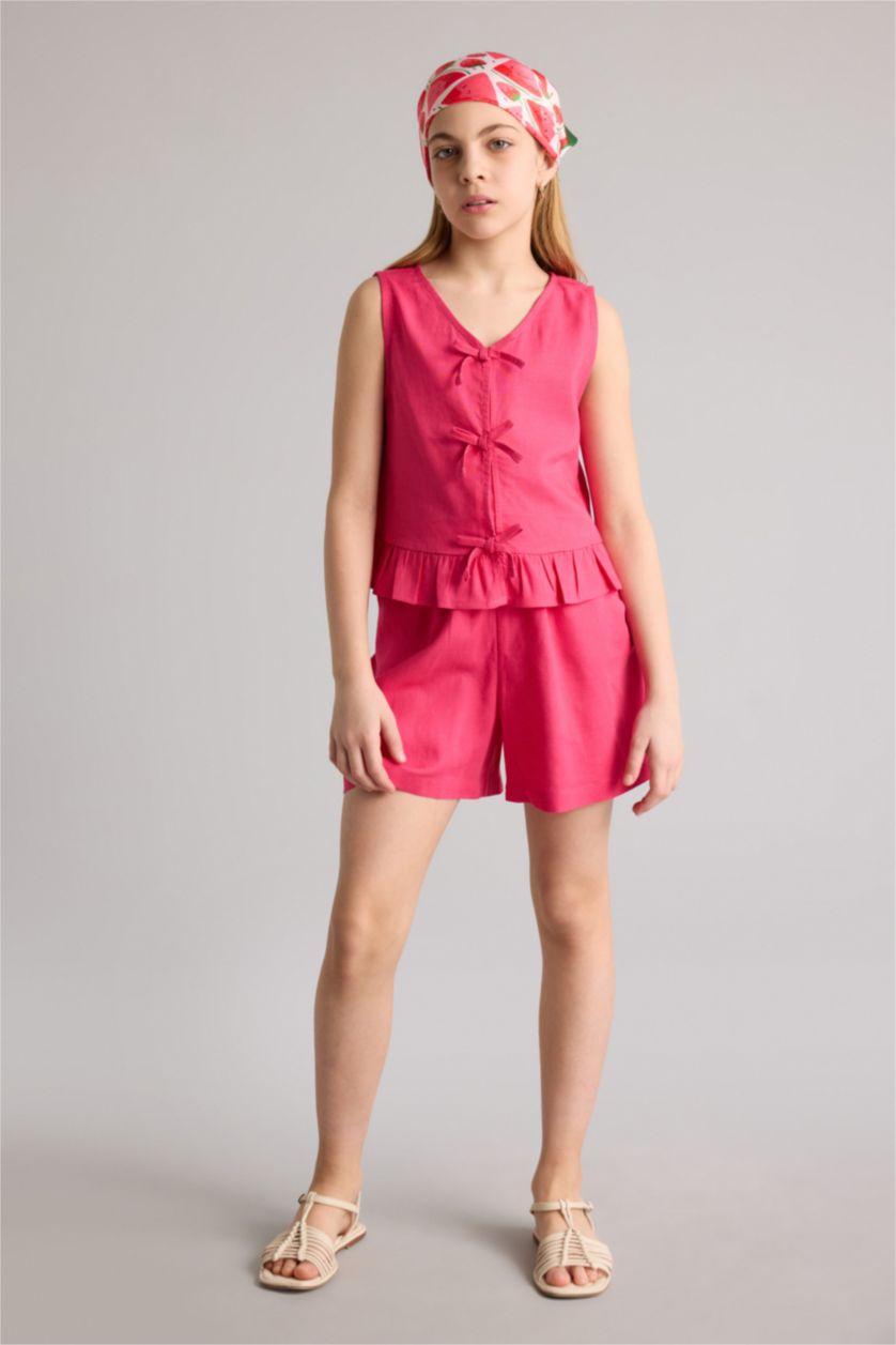 Девочки и подростки Фуксия Блузка с коротким рукавом для девочек