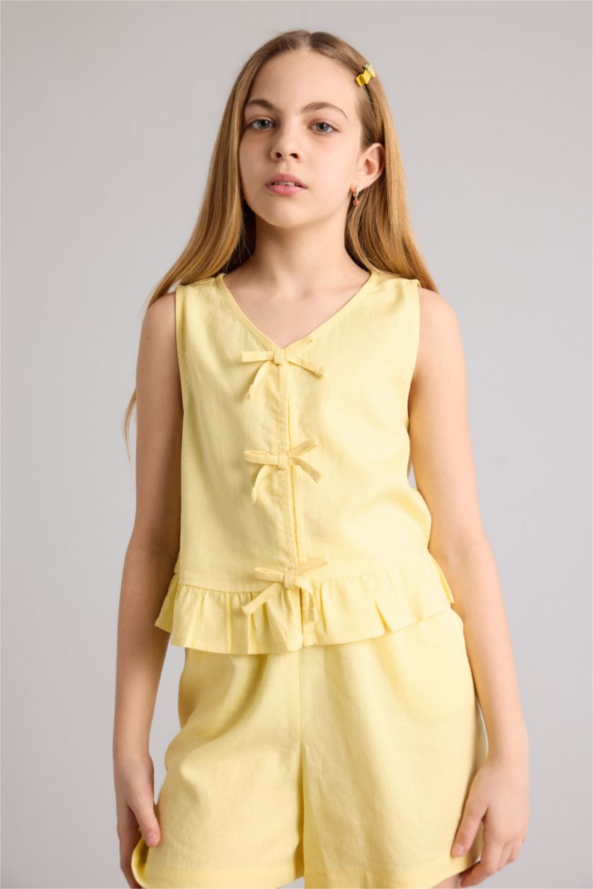 Девочки и подростки Желтый Блузка с коротким рукавом для девочек